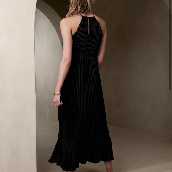 Banana Republic Green Halter Pleated Maxi Dress M - Picture 7 of 7